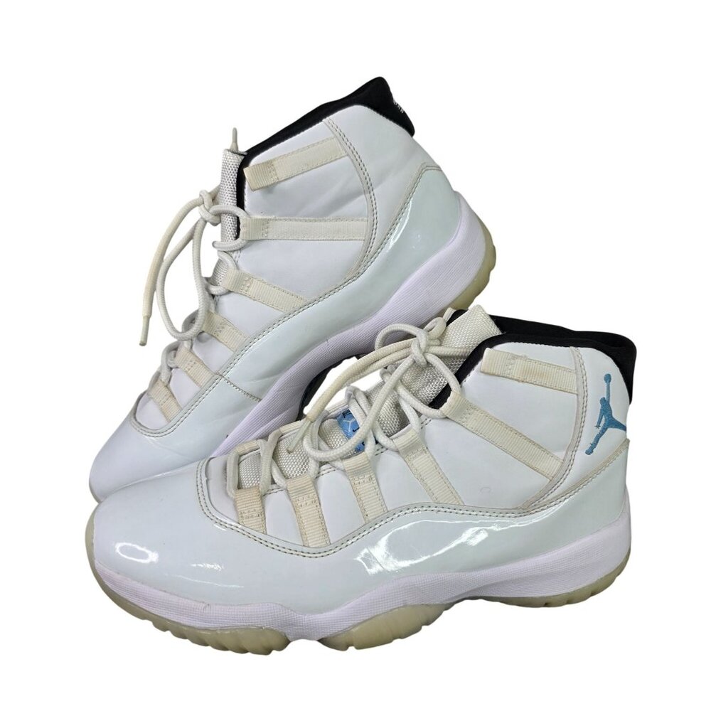 Mens Air Jordan 11 Retro Legend Sneakers White Blue 136046-117 Size 9.5